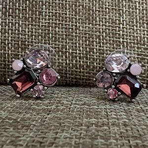 Premier Designs Pink, Purple and Silver Cluster Earrings